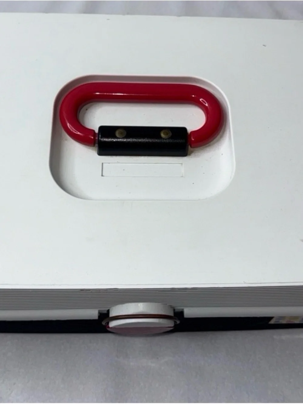 Retro Plastic Storage Case with Red Accent